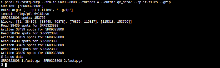 Screenshot of parallel-fastq-dump